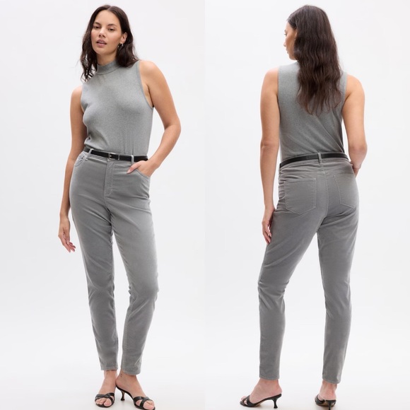 GAP Pants - GAP Women’s True Skinny Super High Rise Velvet Pants in Light Grey Y2K Size 24